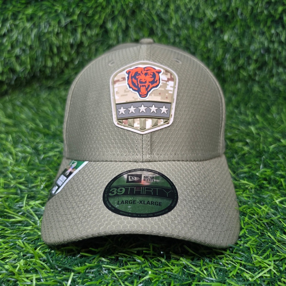 New Era Chicago Bears Hat Mens L/XL Olive Green Salute to Service 39THIRTY Cap